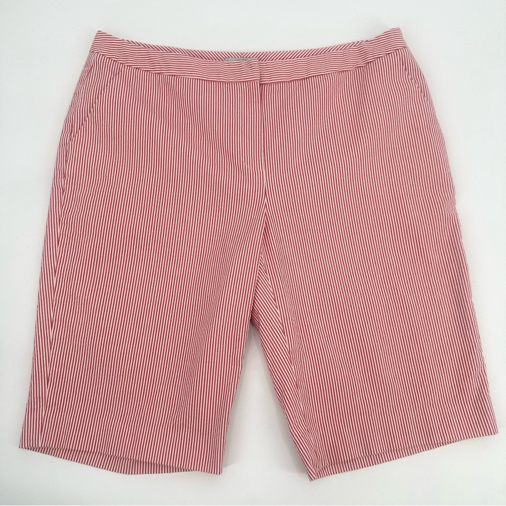 3/$15 Halogen Shorts Women’s 8 Red White Stripe Taylor Fit Coastal Preppy